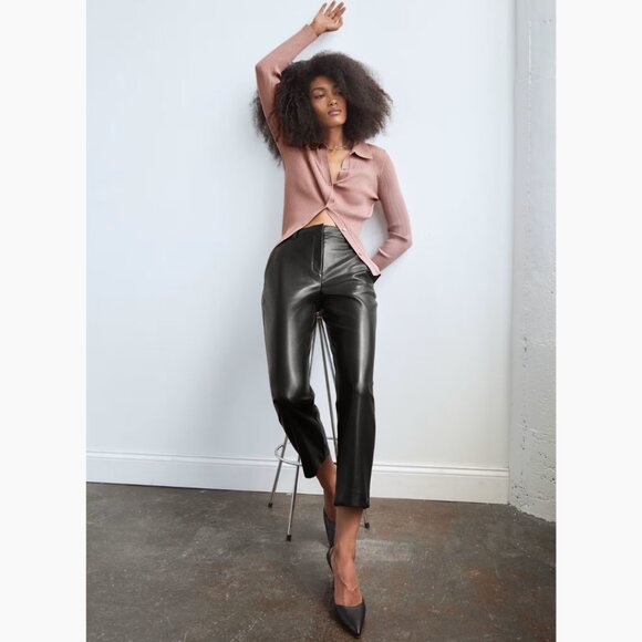 Aritzia Babaton Command Cropped Pant | Black Vegan Leather | Size 12/L - Picture 7 of 15
